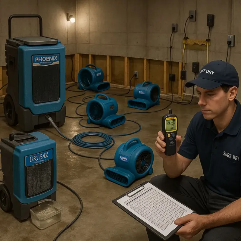 Structural Drying and Dehumidification process in Monson Center, MA